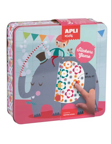 Ensemble d'autocollants éléphants Apli Kids - 16 feuilles à remplir - 10 feuilles d'autocollants amovibles à formes géométriques