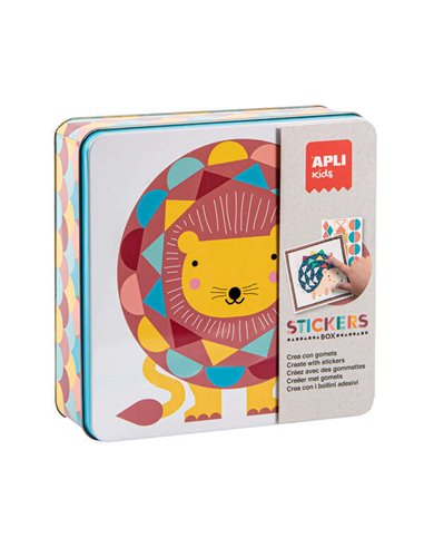 Jeux d'autocollants Apli Lion - Comprend 16 feuilles et 14 feuilles d'autocollants amovibles - Stimule la motricité fine et la p