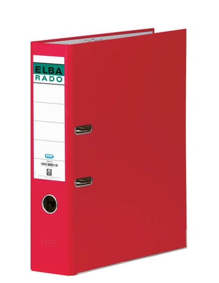 Classeur Elba Chic A4 - Dos 80 mm - Avec levier et radar - Revêtement extérieur PVC - Rouge