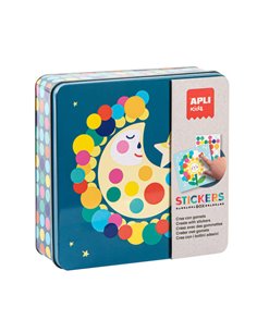 Jeux d'autocollants Apli Moon - Comprend 16 feuilles et 12 feuilles d'autocollants amovibles - Haute valeur éducative - Boîte en