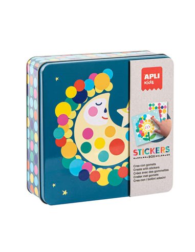 Jeux d'autocollants Apli Moon - Comprend 16 feuilles et 12 feuilles d'autocollants amovibles - Haute valeur éducative - Boîte en