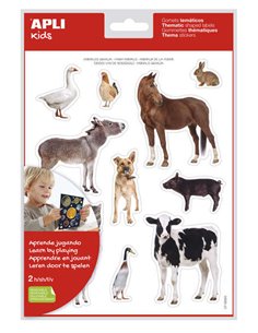 Autocollants réalistes d'animaux de la ferme Apli - 24 autocollants - Adhésif amovible - Développement de la motricité - Normes 
