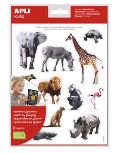 Autocollants réalistes Apli Animaux de la savane - 24 autocollants - Adhésif amovible - Développé avec des éducateurs - Idéal po