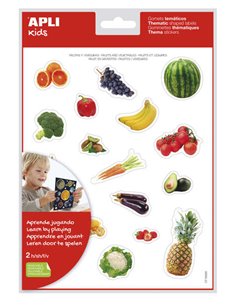 Autocollants thématiques réalistes Apli - Nourriture du jardin - 36 autocollants sur 2 feuilles - Images réalistes pour associer