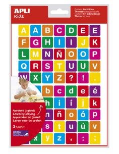 Autocollants thématiques Apli Lettres - 210 autocollants sur 3 feuilles - Adhésif amovible - Aide à l'identification et à la pro