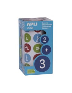 Rouleau d'autocollants ronds Apli amovibles ABC - Lettres minuscules et signes - 900 autocollants - Favorise l'apprentissage et 