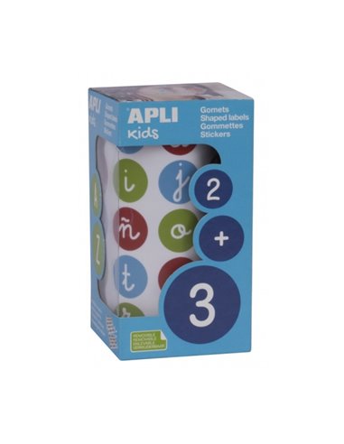 Rouleau d'autocollants ronds Apli amovibles ABC - Lettres minuscules et signes - 900 autocollants - Favorise l'apprentissage et 