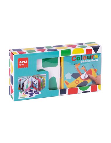 Livre d'autocollants Apli Formes Géométriques - Format 100 x 100 x 40 mm - 10 pages cartonnées rigides de 3 mm - 4 planches d'au