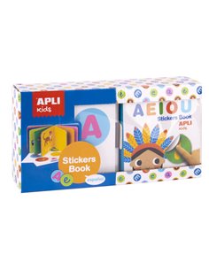 Livre d'autocollants vocaux éducatifs Apli - Format 100 x 100 x 40 cm - 10 pages en carton rigide de 3 mm - 5 feuilles d'autocol