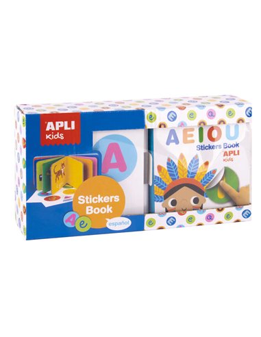 Livre d'autocollants vocaux éducatifs Apli - Format 100 x 100 x 40 cm - 10 pages en carton rigide de 3 mm - 5 feuilles d'autocol