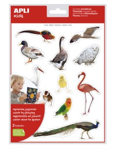 Autocollants thématiques réalistes Apli - 24 autocollants sur 2 feuilles - Images réalistes pour associer les oiseaux - Développ
