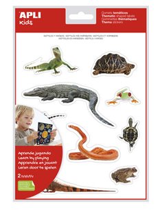 Autocollants thématiques réalistes Apli Reptiles et Amphibiens - 20 autocollants - Images réalistes pour mettre en relation les 