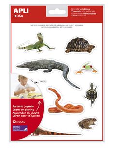 Autocollants thématiques réalistes Apli sur les reptiles et les amphibiens - 120 autocollants - Images réalistes pour associer l