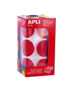 Apli Gomets XL Rond Ø 33 mm Rouge avec Adhésif Permanent - 708 Gomets par Rouleau - Idéal pour Développer la Motricité Fine