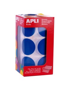 Apli Gomets XL Rond Bleu - Ø 33 mm - Adhésif permanent - 708 Gomets par rouleau - Idéal pour développer ses compétences
