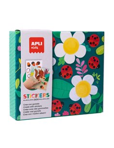 Coffret d'autocollants Apli Kids Coccinelle - 8 feuilles illustrées de 200 g - 8 feuilles d'autocollants géométriques amovibles 