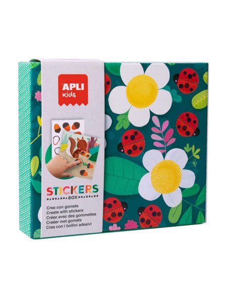 Coffret d'autocollants Apli Kids Coccinelle - 8 feuilles illustrées de 200 g - 8 feuilles d'autocollants géométriques amovibles 