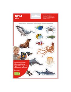 Autocollants thématiques réalistes d'animaux marins - 30 autocollants thématiques par sachet - Images réalistes d'animaux marins