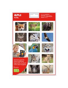 Sachet de 30 stickers animaux réalistes Apli - Adhésif amovible - Photos couleur - Normes EN-71 et FSC - Sans solvant - 100 % re