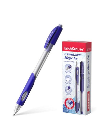 Stylo gel effaçable Erichkrause Ergoline Magic Ice - Pointe 0,5 mm - Encre gel à séchage rapide - Corps semi-transparent - Coule
