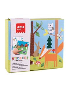 Ensemble d'autocollants Apli Forest - 8 feuilles illustrées de 200 g - Autocollants géométriques amovibles de différentes couleu