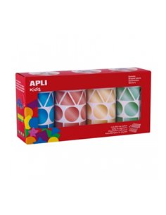 Pack Apli de 4 rouleaux d'autocollants géométriques - 1 081 autocollants par rouleau - Adhésif permanent - 4 324 autocollants au