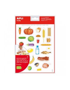 Sac d'autocollants Apli sur le thème de l'alimentation saine - Autocollant amovible - Illustrations amusantes - Stimule la motri