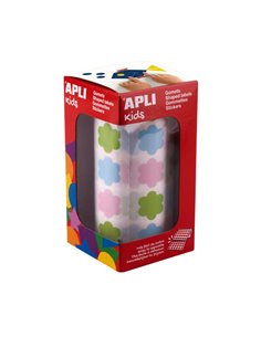 Rouleau de 900 autocollants Apli Kids en forme de fleurs - Adhésif à base d'eau - Sans solvant - Matériaux 100 % recyclables - C