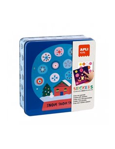 Coffret d'autocollants de Noël Apli - Contient 8 feuilles d'autocollants et 8 feuilles à remplir - Stimule la motricité fine - D