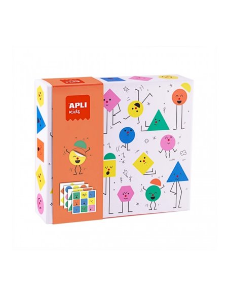 Appli Jeux d'émotions géométriques avec autocollants - Éducatif - Amovible - Comprend des feuilles et des exemples - Stimule la 