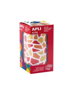 Rouleau de 2 460 autocollants mosaïque Apli Kids - Adhésif à base d'eau - Sans solvant - Matériaux 100 % recyclables - Couleurs 