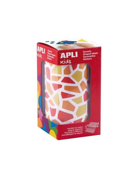 Rouleau de 2 460 autocollants mosaïque Apli Kids - Adhésif à base d'eau - Sans solvant - Matériaux 100 % recyclables - Couleurs 