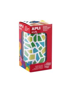 Rouleau de 2 460 autocollants mosaïque Apli Kids - Adhésif à base d'eau - Sans solvant - Matériaux 100 % recyclables - Couleurs 