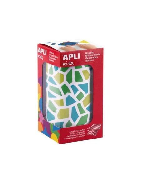 Rouleau de 2 460 autocollants mosaïque Apli Kids - Adhésif à base d'eau - Sans solvant - Matériaux 100 % recyclables - Couleurs 