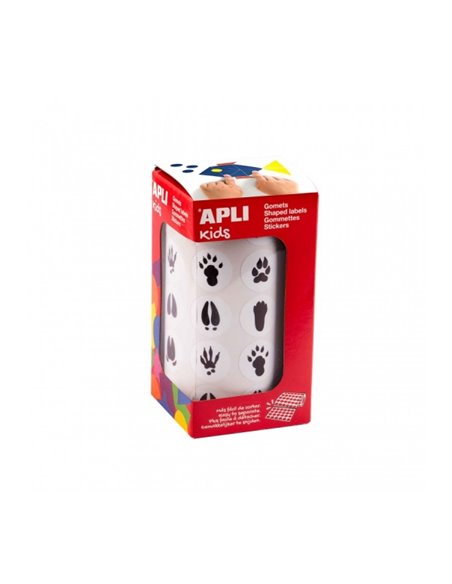 Rouleau d'autocollants Apli Forest Animal Tracks - Adhésif permanent - 900 autocollants - Stimule la motricité fine - Idéal pour