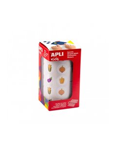 Rouleau d'autocollants végétaux Apli - Adhésif permanent - 900 autocollants - Formes assorties - Idéal pour les garderies - Déve