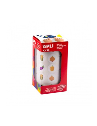 Rouleau d'autocollants végétaux Apli - Adhésif permanent - 900 autocollants - Formes assorties - Idéal pour les garderies - Déve