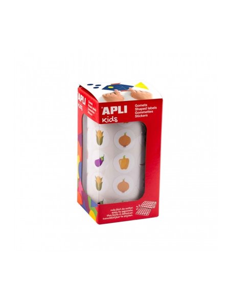 Rouleau d'autocollants végétaux Apli - Adhésif permanent - 900 autocollants - Formes assorties - Idéal pour les garderies - Déve