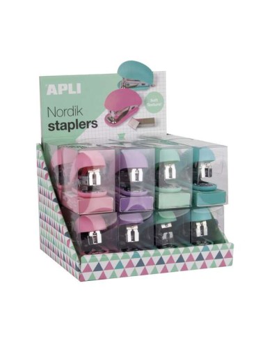 Petite agrafeuse Apli Nordik Collection - Agrafes n° 22/6-24/6 - Chaque agrafeuse contient 1 000 agrafes - Couleurs assorties