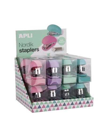 Petite agrafeuse Apli Nordik Collection - Agrafes n° 22/6-24/6 - Chaque agrafeuse contient 1 000 agrafes - Couleurs assorties