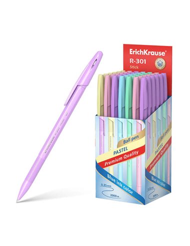 Stylo à bille pastel Erichkrause R-301, trait 0,7 mm - 0,35 mm, corps hexagonal opaque aux couleurs pastel, encre à séchage rapi
