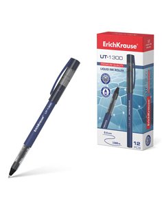 Stylo roller Erichkrause UT-1300 - Pointe standard 0,7 mm - Encre gel à séchage rapide - Bleu