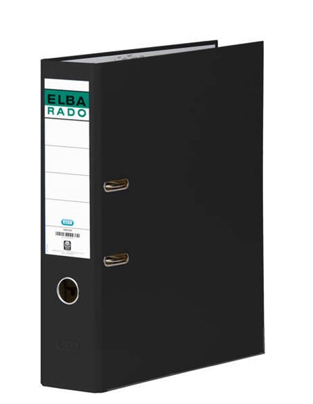 Classeur Elba Chic A4 - Dos 80 mm - Avec levier et radar - Revêtement extérieur en PVC - Noir