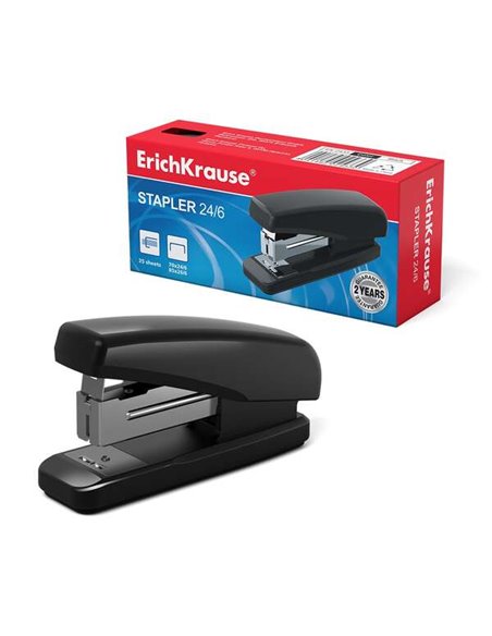 Mini-agrafeuse classique Erichkrause - Agrafe jusqu'à 25 feuilles - Pour agrafes 24/6 et 26/6 - Plastique résistant aux chocs - 