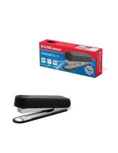 Agrafeuse Erichkrause n° 10 - Jusqu'à 15 feuilles - Plastique antichoc - Mécanisme en acier - Capacité de 50 agrafes - Noir