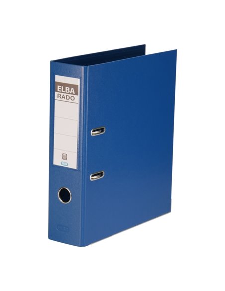 Classeur A4 Elba Plast - Largeur 80 mm - Avec levier et radar - Robuste et durable - En PVC - Bleu
