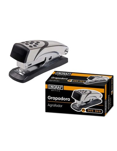 Agrafeuse métallique Ingraf N4 - Corps en métal avec garniture en plastique - Revêtement en caoutchouc antidérapant - Compatible