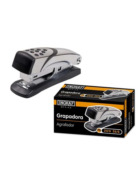 Agrafeuse métallique Ingraf N4 - Corps en métal avec garniture en plastique - Revêtement en caoutchouc antidérapant - Compatible