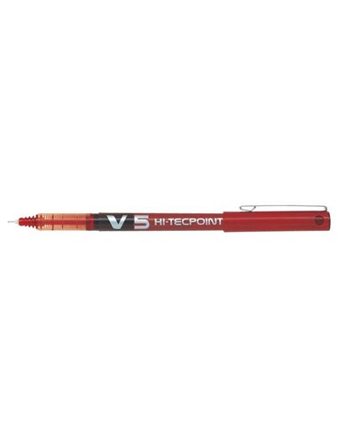 Stylo roller Pilot V5 HI-Tecpoint - Pointe aiguille fine 0,5 mm - Trait 0,3 mm - Rouge