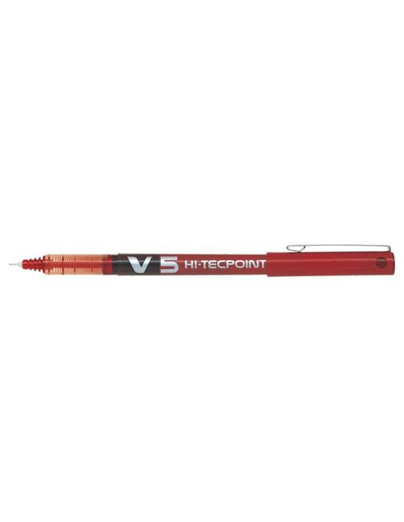Stylo roller Pilot V5 HI-Tecpoint - Pointe aiguille fine 0,5 mm - Trait 0,3 mm - Rouge